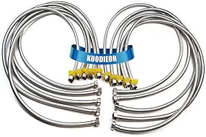 KUODIEOR Flexible Faucet Supply Line Connector, 47-Inch x 1/2" x 1/2" FIP, Premium Braided Stainless Steel Water Supply Hose Line with Anti-Leaking Brass Nut, Perfet for Kitchen Bathroom Sink Faucet (10-Pack)