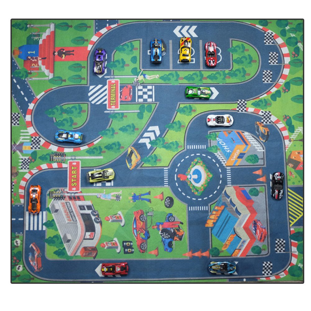 Tapis De Jeu Voiture Pour Enfant - Circuit Ville Pliable Et Lavable - 100 X 150 Cm - Stimule L'imagination