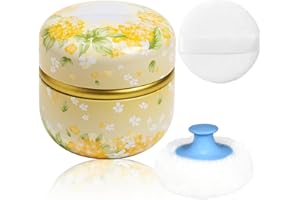 W M G WEMEGA WEMEGA Body Powder Case with Powder Puff Powder Container Tea Box for Baby and Women Powder Puff and Powder Case for Travel (Yellow Flower1)