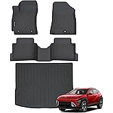 NIKALAIKA Floor Mats & Cargo Liner for 2024 2025 2026 Hyundai Kona SEL/SE/N Line/Limited All Weather Protection TPE Rubber Full Set Automotive Mat Accessories, Black (Not for Electric Models)