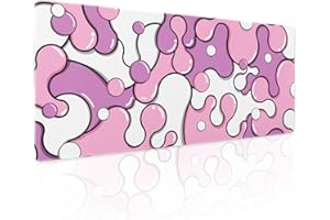 APORTT Pink Pastel Purple Mouse Pad XL Anime Cool Geometric Japanese Extended Desk Mat 80X30cm Non-Slip Rubber Base Stitched Edge Large Mousepad for Desk Gaming Laptop Desktop,31.5×11.8 Inch