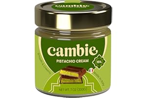 Cambie Authentic Italian Pistachio Cream – Smooth Pistachio Butter for Dubai Chocolate Bar, Crepes, Gelato, Croissants, and Pastries – Professional Crema de Pistacho for Bakeries (7 Ounces)