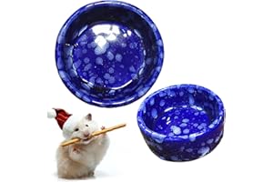 kathson 2 Pcs Hamster Food Bowl Guinea Pig Ceramic Water Bowl Small Animal Feeding Dish for Dwarf Hamster Gerbil Syrian Ferret Hedgehog Chinchilla Bunny (Navy)…