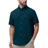 Men's Short Sleeve Fishing Shirt, UPF 50+ Button Down Sun Protection Top | Cooling Breathable Shirt for Men, Water Resistant Quick Dry Top for Fishing, Hiking, Safari, Camping and Travel
