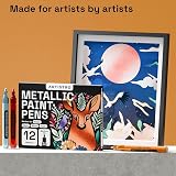 ARTISTRO 12 Metallic Paint Pens 3.0mm Tip for Rock Glass Wood Fabric view 6