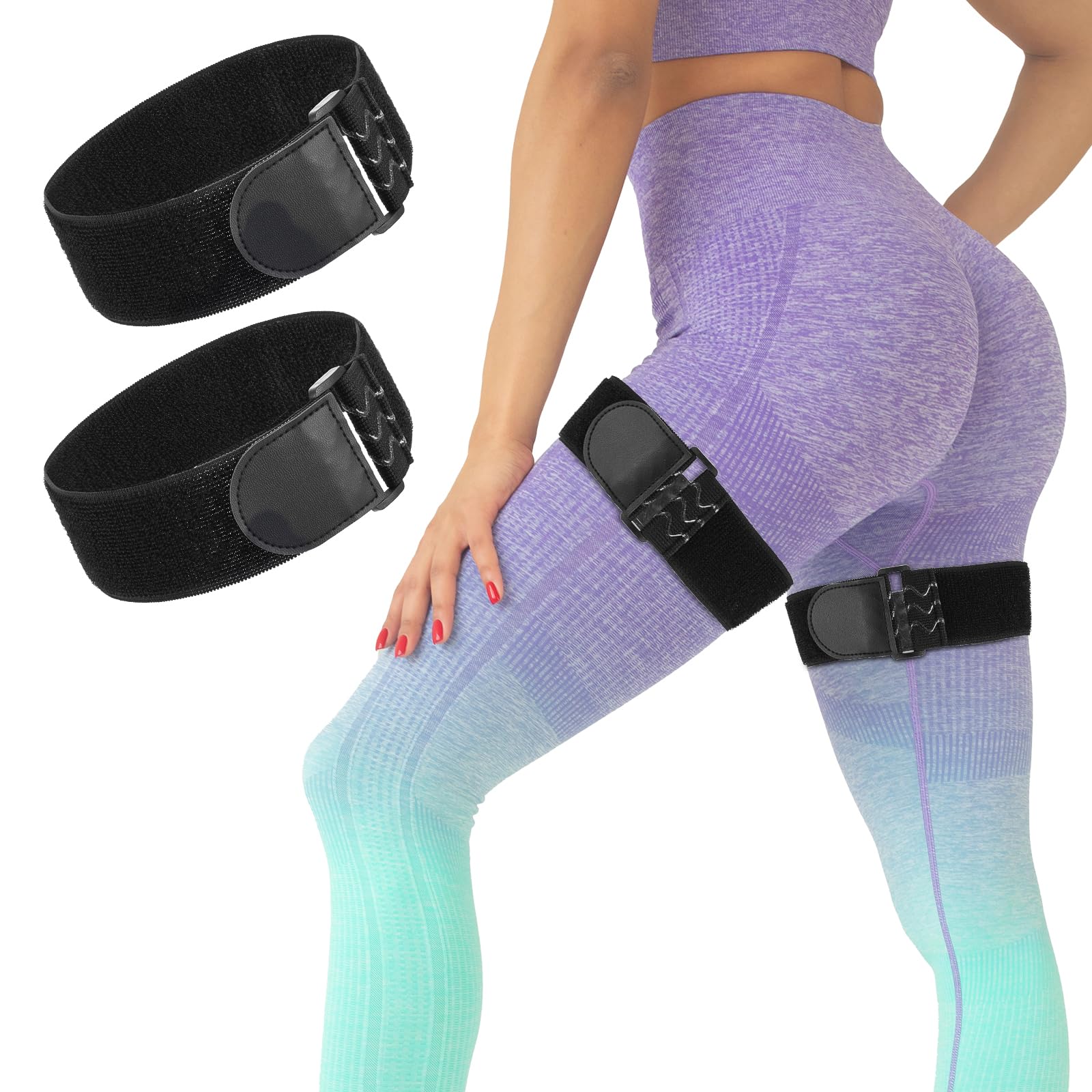 Photo 1 of 2 Pcs Occlusion Bands BFR Bundle Booty Bands Adjustable Best Fabric Resistance Bands Glutes Hip Building Blood Flow Restriction Bands for Women Exercising Butt Squat Thigh Fitness Legs Hip Building