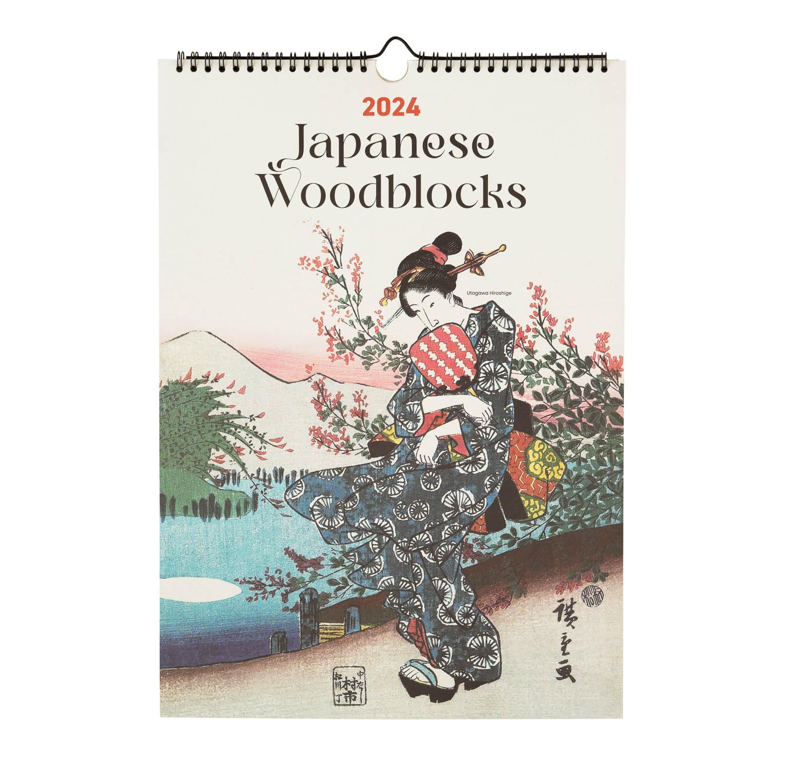Kokonote Japanese Woodblocks A3 Wall Calendar 2024 | 11.7 x 16.5 inches - 29.7 x 42 cm | 12 Month Planner | A3 Calendar 2024 | Family Planner Calendar 2024