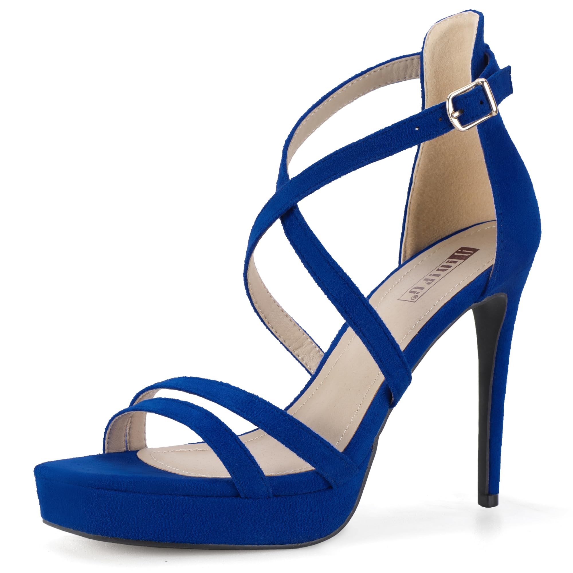 IDIFU Platform High Heels for Women Blue Strappy