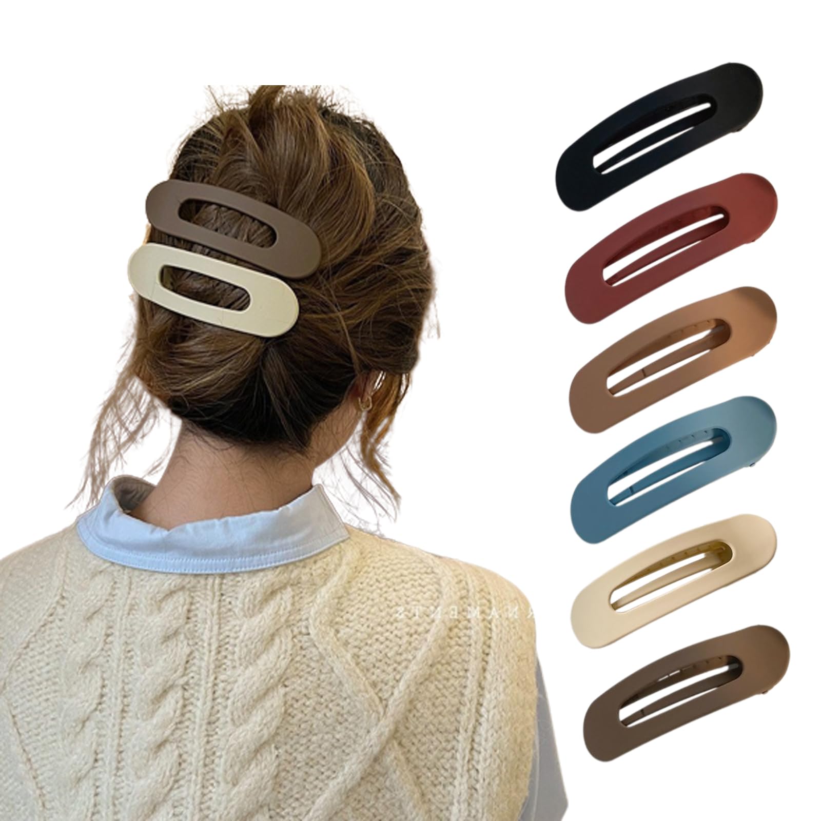 5 Pcs Flat Hair Claw Clip Non-slip Side Slide Duckbill Alligator Hair Clip Multicolor Womens Girls French Barrette with Inner Teeth for Thick Thin Long Hair Styling Accessories (5Colors)