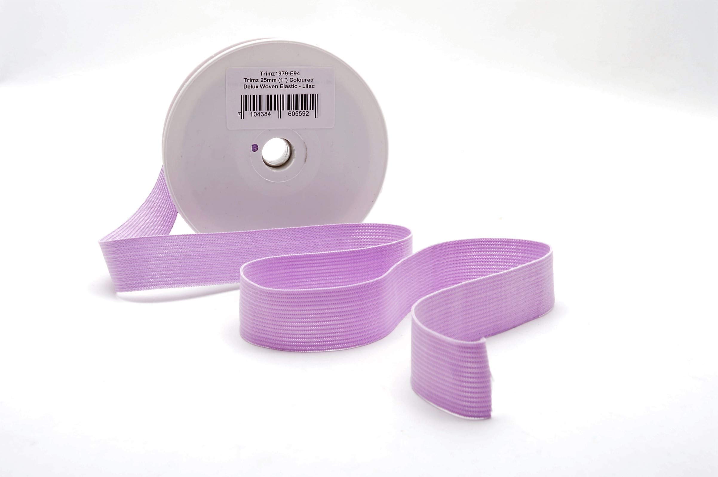 Trimz 25mm Coloured Woven Elastic, Lilac, x 10m