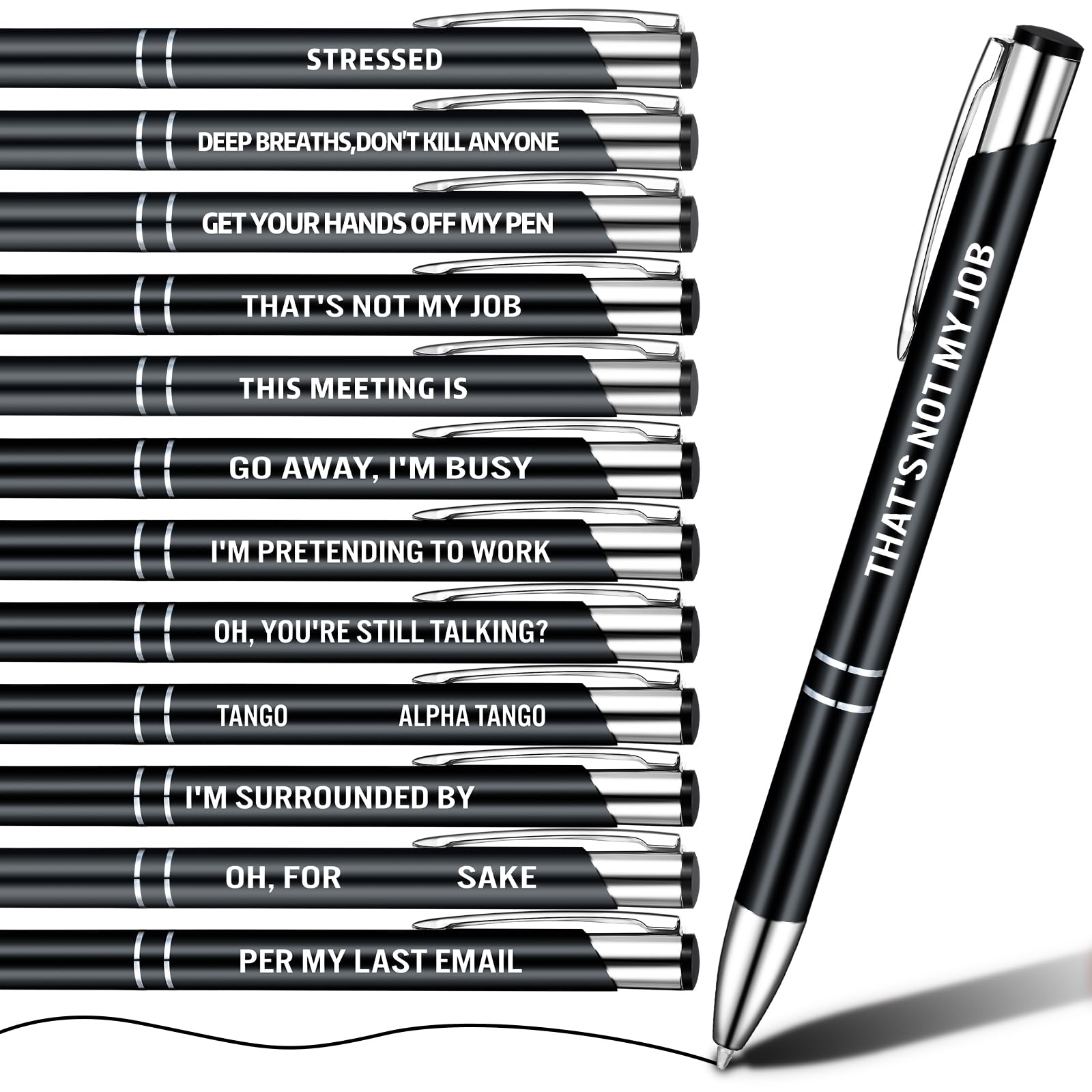 Nezyo 12 Packs Ballpoint Pens for Colleagues Funky Stationery Quirky Leaving Gift Office Accessories for Teacher Adult(Black)