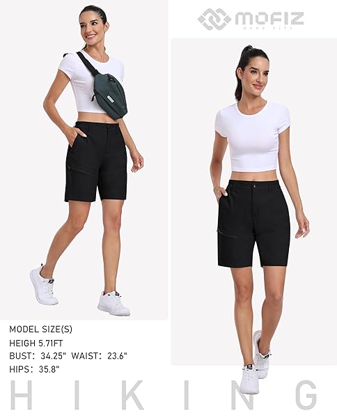 MOFIZ WOMENS SHORTS WITH POCKETS LOOSE FIT CASUAL CARGO SHORTS LIGHTWEIGHT LADIES HIKING SHORTS BLACK XL