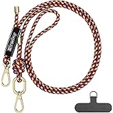 Birwiny Crossbody Phone Lanyard Universal Cell Phone Strap Adjustable Nylon Strap with Metal Keychain Hook Compatible for iPhone & for Android Smartphones Breakaway Safety Clip- Red & Yellow