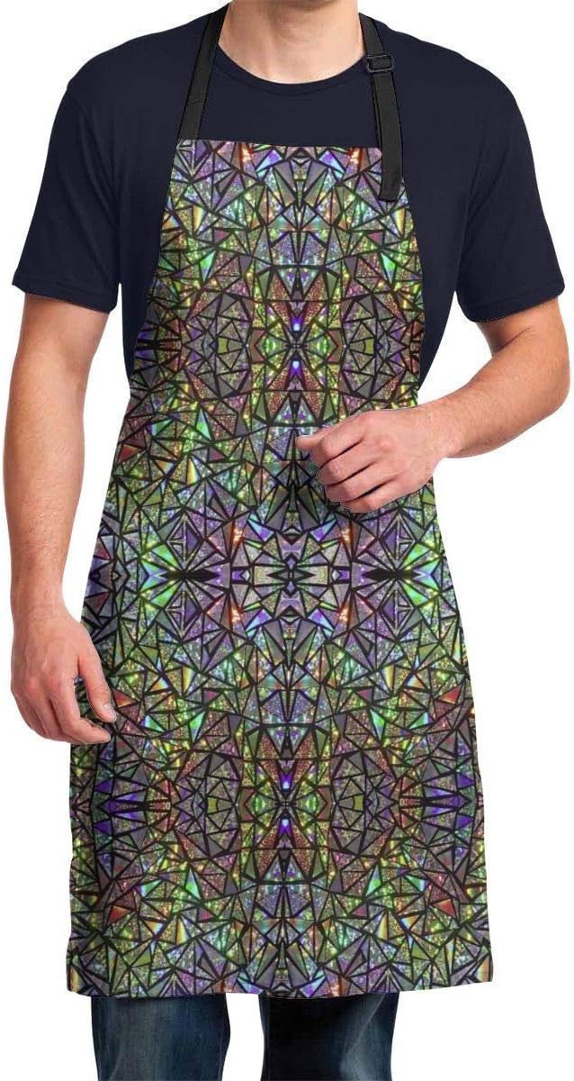 JDQP Delantales Hombres, Mujeres, Mosaico holográfico, Delantal de Chef