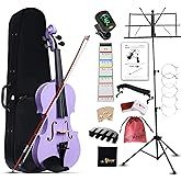 Aileen Violin 4/4 Full Size for Adults Beginners, Purple Fiddle Starter Kit for Students Age 12+, including Music Stand, Unique New Fingerboard Sticker, Mute