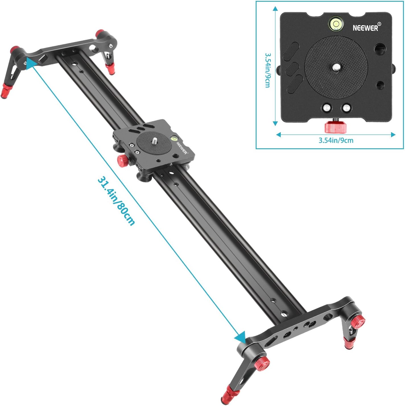 Neewer Aluminum Alloy Camera Track Slider Video Stabilizer Rail with 4 Bearings for DSLR Camera DV Video Camcorder Film Photography, Loads up to 17.5 pounds/8 kilograms (80cm) : Camera & Photo