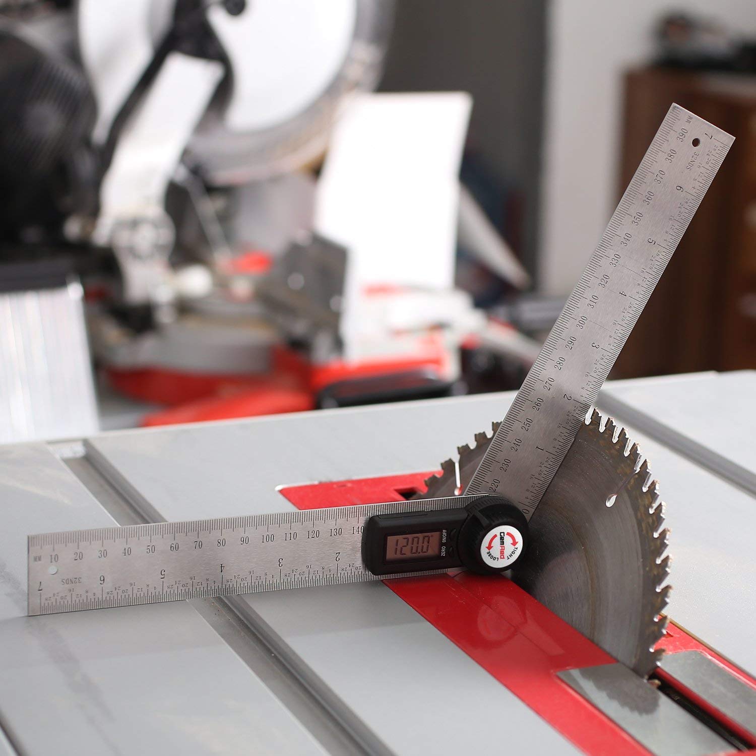 Winkelmesser,Gocheer Digitaler Winkelmesser mit Lineal aus Edelstahl,LCD Digitaler Anzeige, Länge:400mm/ 14 Zoll,360° Winkel messen,HOLD-Funktion