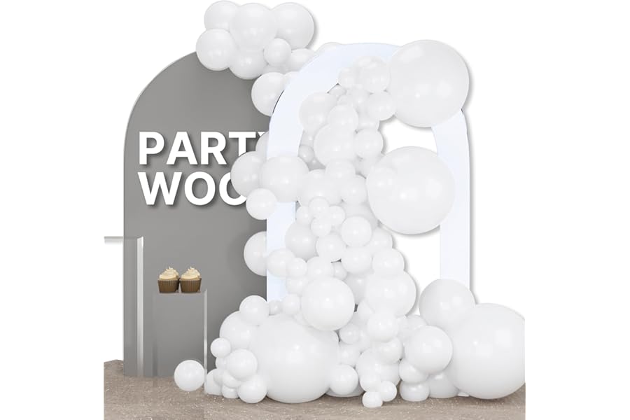 PartyWoo White Balloons 155pcs Different Sizes Pack of 18 12 10 5 Inch Matte White Latex Balloon Arch Kit Garland for Wedding Bridal Graduation Baby Shower Birthday Party Decorations White-Y13