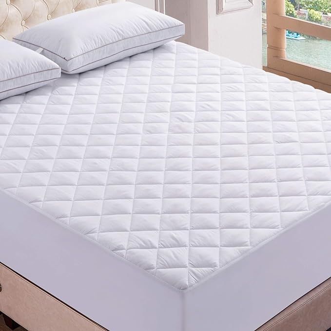 Lux Decor Premium Quilted Fitted Mattress Pad Stretchto