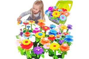 Scientoy Flower Garden Building Toys, Girl Toys Build a Garden, 130 PCS Flower Pretend Gardening Gift for Kids, Floral Arrangement Playset for Age 3-7 Year Old Child Educational Activity