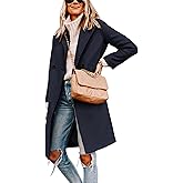 Hooever Women's Winter Wool Coat Casual Notch Lapel Single-Breasted Peacoat