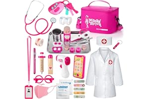 Sundaymot Doctor Kit for Girls, 34 Pcs Pretend Play Doctor Set，Doctor kit for Toddlers 3-5, with Medical Bag, Stethoscope and Other Accessories Doctor Play Gift for Kids Toddlers Role Play