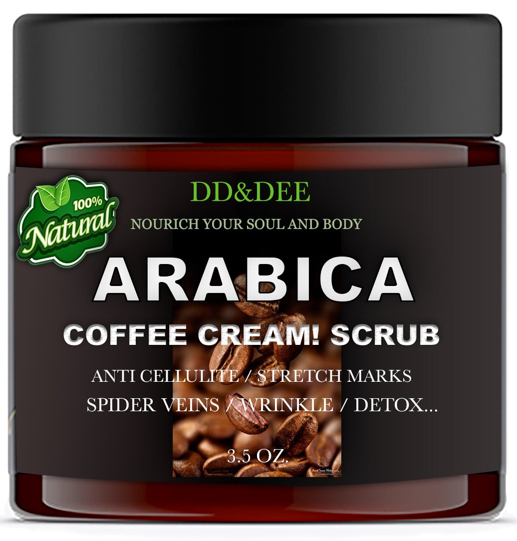 Arabica Coffee Cream Body Scrub Anti-Cellulite with Caffeine Great for Dry, Rough And Sensitive Skin Provides firming, Skin Radiant, Contains 100% All Natural 3.5 Oz