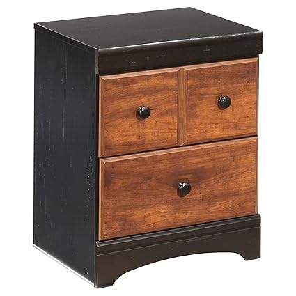 Amazon Com Classic Two Drawer Nightstand Two Tone Warm Brown