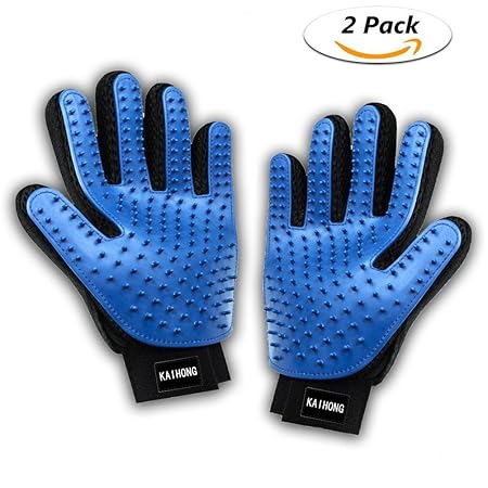 KAIHONG 2PCS Pet Bürste Handschuh, Haustier Grooming Bürsten Deshedding Glove Cat Haar-Remover-Bürsten Massage-Handschuh Pfle