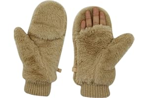 Orityle Eilova Unisex Winter Fluffy Gloves Mittens Windproof Fleece Plush Gloves with Warm Mitten Cover for Women Girls Boys