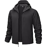 TACVASEN Men's Tactical Jacket with Hood Water Resistant Special Ops Military Softshell Coat