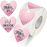 2 inch Pink Heart Direct Thermal Stickers Mother's Day Love Decorative Thermal Labels Printer for DIY Barcode,Business,Address,Name Gift Tags 500 pcs Valentine's Day