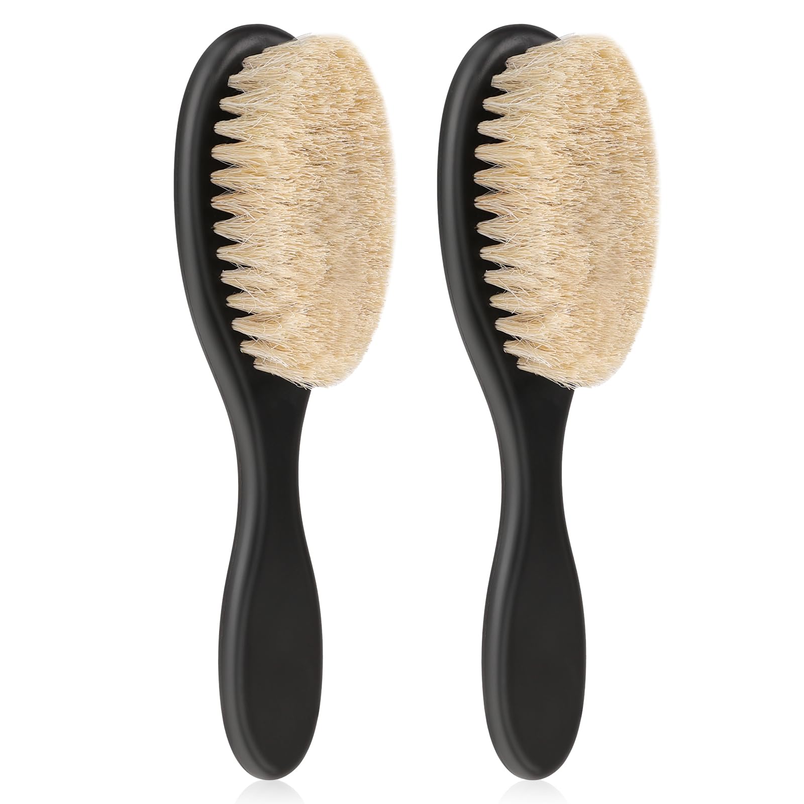 Photo 1 of Slick Back Hair Brush, 2 Pack Soft Bristle Smoothing Hair Brushes for Women Curly Hair Detangling,Restores Shine, Horse Bristle Barber Fade Brush Beard Brush for Men, Professional Barber Accessories