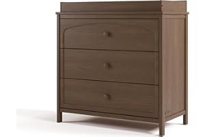 Graco Olivia 3 Drawer Changing Table Dresser (Hazelnut) – GREENGUARD Gold Certified Baby Dresser with Changing Table Top, Includes Interlocking Drawer System