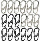 Floyutin 1.8 inch Small Carabiner Clip with Fixed Eyelet Ended Snap Hooks Quick Paracord Clips 18 Packs