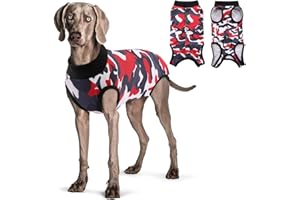 KOESON Dog Recovery Suit, Spay Suit for Female Dog Pet Onesie for Surgery Female Anti-Licking, Dog Surgical Recovery Suit for Abdominal Wounds Dog Cone Alternative After Surgery RedBlack XXXL