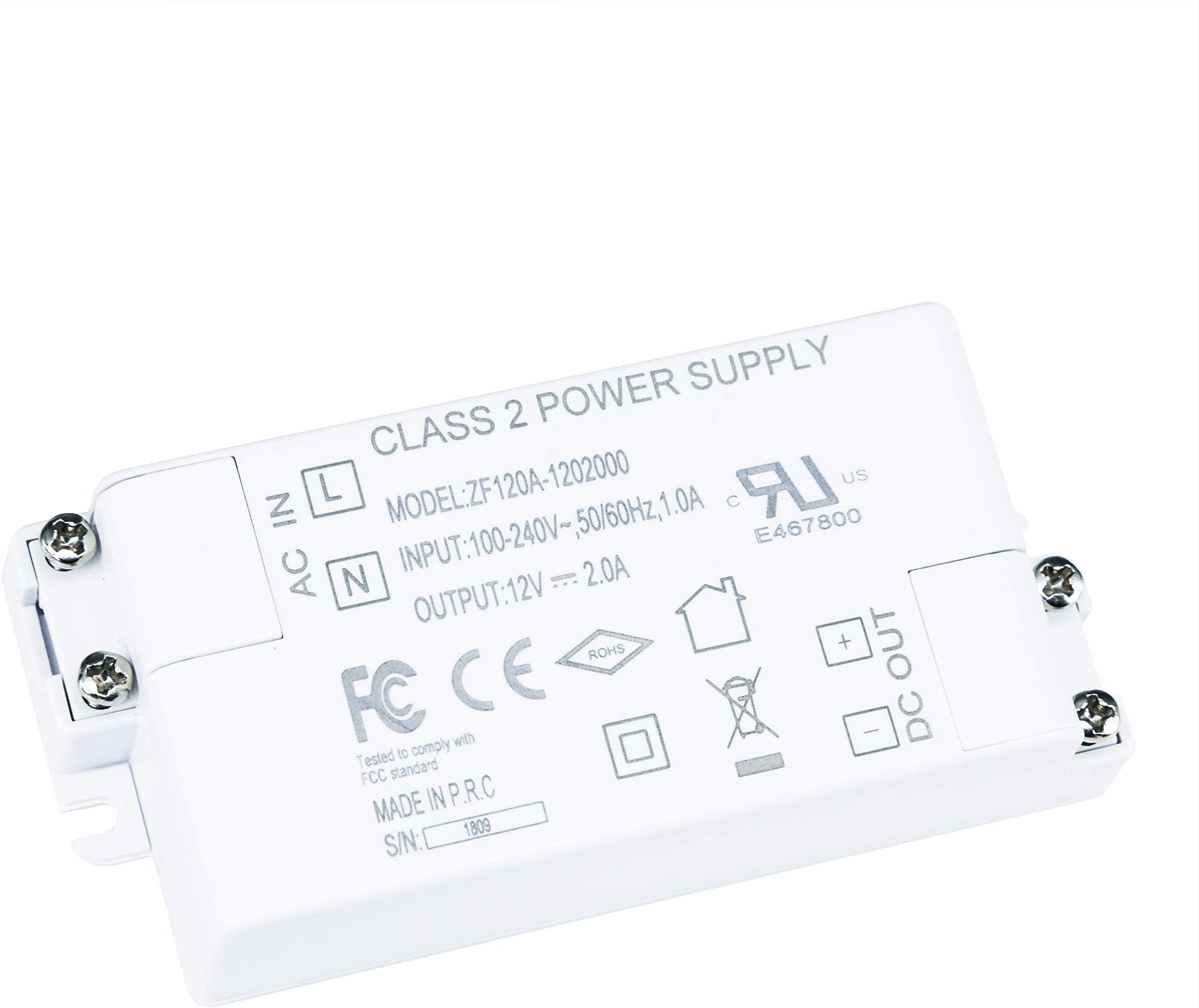 12V Power Supply Driver, KLG LED Driver-24W, 100-240V AC to 12V DC UL-Listed Transformer for G4, MR16, LED Strip Light ect