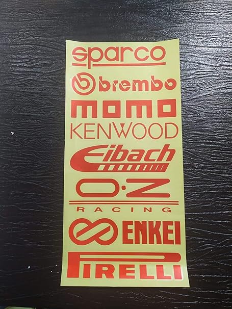 Amazon 8個の車のドアステッカーセットステッカーカーキットスポンサーテクニカル反射ステッカー防水レーシングデコレーションステッカー 8pcs Car Stickers Set Red ステッカー デカール 車 バイク