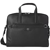 HUGO mens Stacked Logo Leather Briefcase