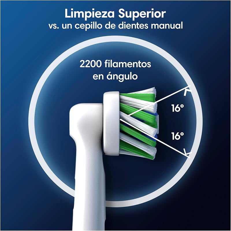 Cabeças de substituição Pro CrossAction Originais para escova elétrica Oral B Pro, pacote de 10 recargas brancas com indicador de uso e filamentos em X para limpeza profunda