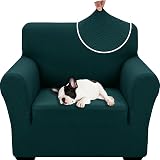 XINEAGE 1 Seater Stretch Jacquard Armchair Cover Blackish Green