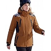 FREE SOLDIER Women's Waterproof Ski Jacket Fleece Lined Winter Coat Windproof Hooded Jacket Fully Taped Seams