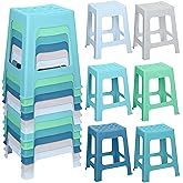 TURSTIN 12 Pack Plastic Stools 16.9 Inch Nesting Stools 6 Color Portable Backless Bar Stool Flexible Seating Chairs for Classroom Office Home