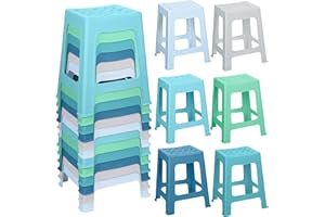 TURSTIN 12 Pack Plastic Stools 16.9 Inch Nesting Stools 6 Color Portable Backless Bar Stool Flexible Seating Chairs for Classroom Office Home