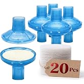 CPAP Filters Inline, 20 Refills, 5 Housings, 22mm &amp; 25mm CPAP/BiPAP Tube | 5 reusable twist-lock housings and 20 filter discs; fits ResMed AirSense 10, Philips DreamStation and most CPAP tubing