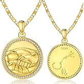 GUANMTY Zodiac Necklace For Women 14k Gold Plated 925 Sterling Silver Pendant Necklace Gift For Christmas Valentine's Day Mother's Day