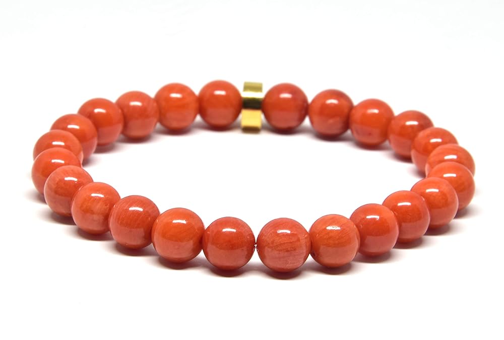 Genuine Red Coral Stretch Bracelet Amazon.ca Handmade