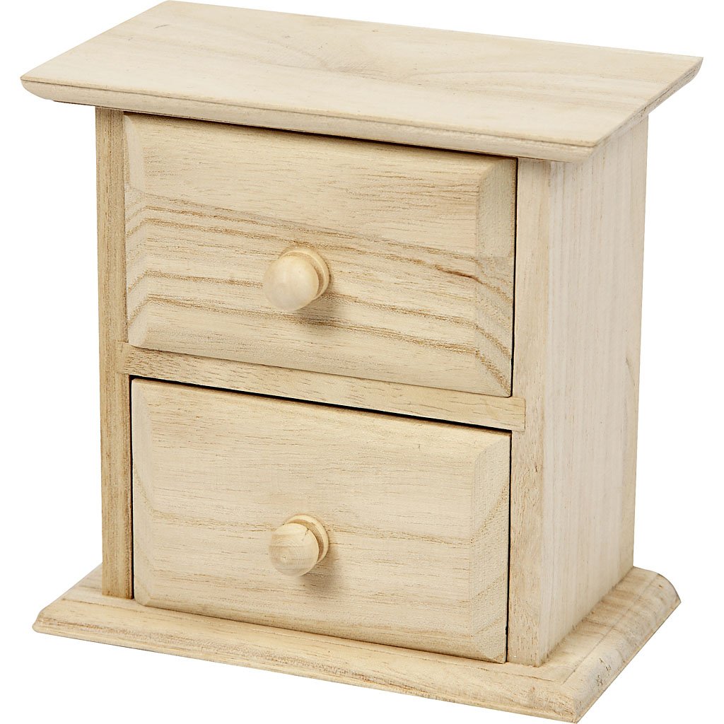 Create Crafts 57573 Creativ 1-Piece Wooden Chest of Drawers with 2-Drawer, Beige, 13x7,5x13 cm
