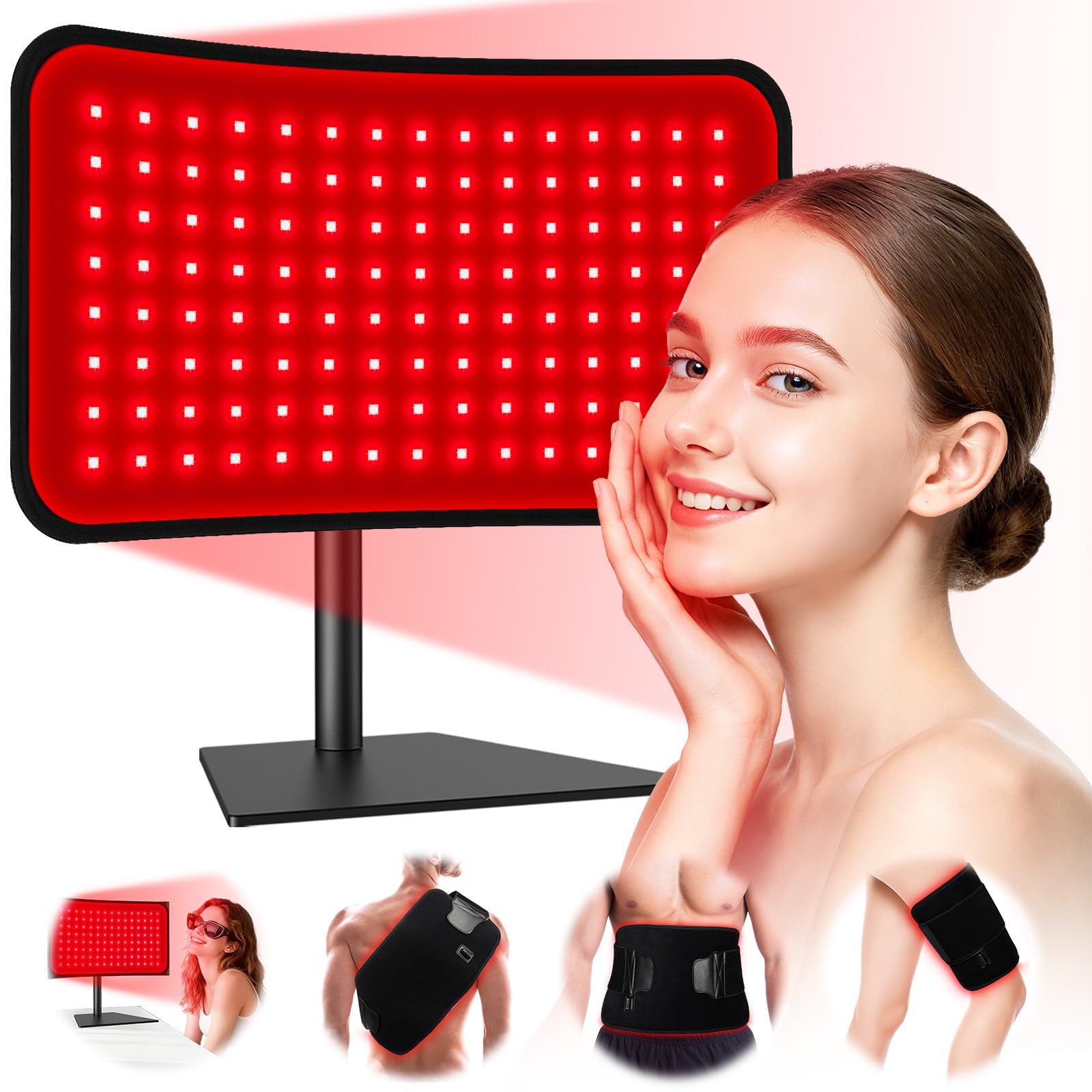 Photo 1 of Red Light Therapy for Face Body, 2-in-1 Red Light Panel Device with Belt, 660nm & 850nm Near Infrared Light Therapy Lamp with Remote Control, 5 Adjustable Brightness & Timer for Skin Care, Relaxation