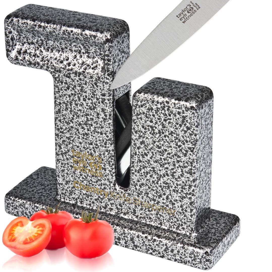 Taylor’s Eye Witness Knife Sharpener - Gun Metal Grey Chantry Manual Kitchen Knife Sharpener. Sharpens Plain or Serrated Knife Blades. Requires No Batteries or Mains Electric Supply.